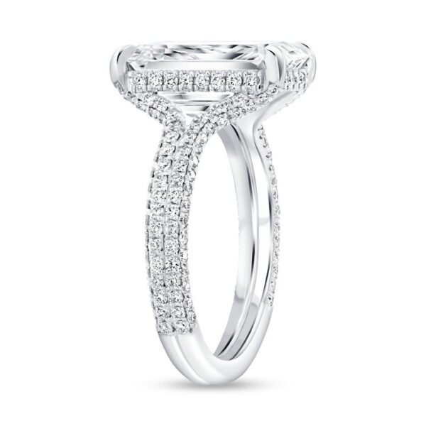 Split Emerald Cut Diamond Engagement Ring - Image 2
