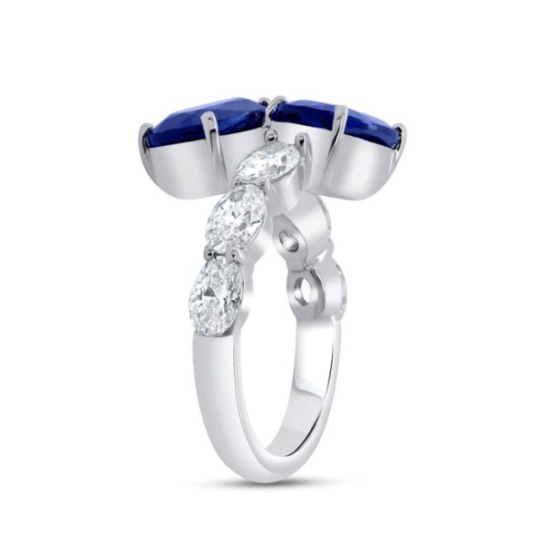Bypass Oval Shaped Blue Sapphire Anniversary Ring - Image 2