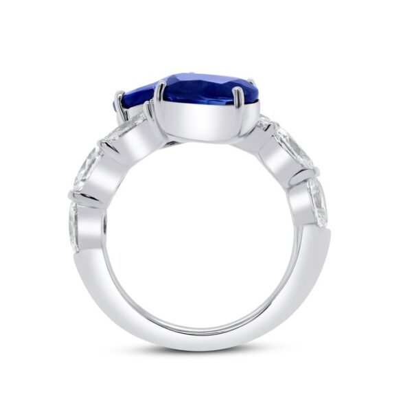 Bypass Oval Shaped Blue Sapphire Anniversary Ring - Image 3