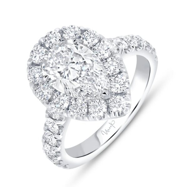 Single-Halo Pear Shaped Diamond Engagement Ring