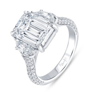 3-Sided Emerald Cut Diamond Engagement Ring
