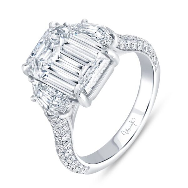 3-Sided Emerald Cut Diamond Engagement Ring