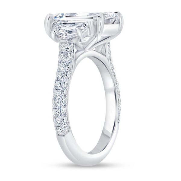 3-Sided Emerald Cut Diamond Engagement Ring - Image 2