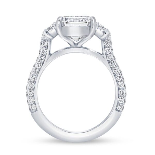 3-Sided Emerald Cut Diamond Engagement Ring - Image 3