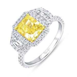 Three-Stone Radiant Yellow Diamond Engagement Ring