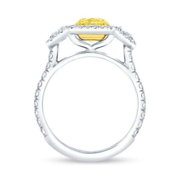 Three-Stone Radiant Yellow Diamond Engagement Ring - Image 3
