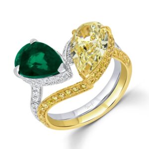 Bypass Pear Shaped Fancy Light Yellow Diamond Fashion Ring