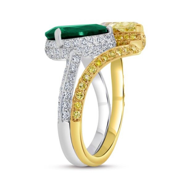 Bypass Pear Shaped Fancy Light Yellow Diamond Fashion Ring - Image 2