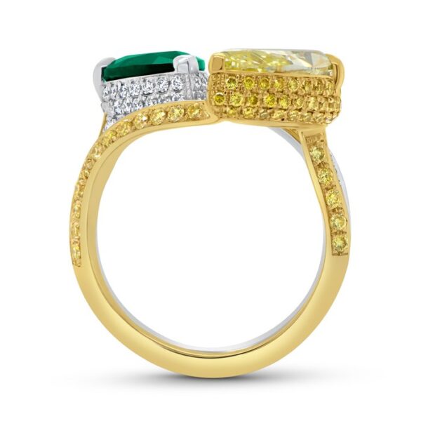 Bypass Pear Shaped Fancy Light Yellow Diamond Fashion Ring - Image 3
