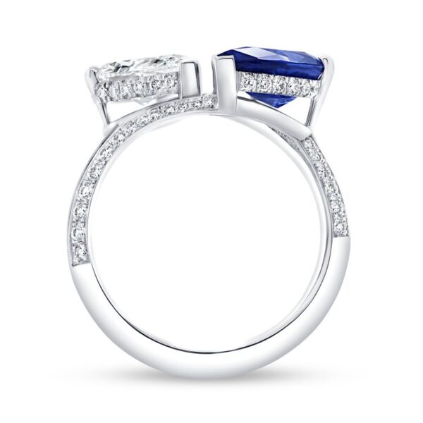 Bypass Pear Shaped Blue Sapphire Engagement Ring - Image 2