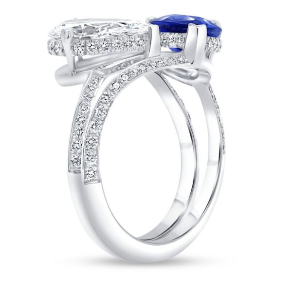 Bypass Pear Shaped Blue Sapphire Engagement Ring - Image 3