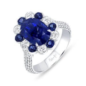 Halo Cushion Cut Blue Sapphire Engagement Ring