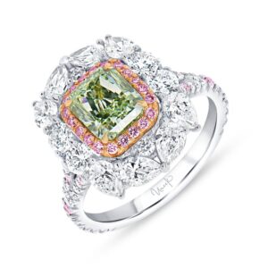 Halo Radiant Green Diamond Engagement Ring