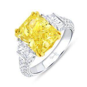 Three-Stone Radiant Yellow Diamond Engagement Ring