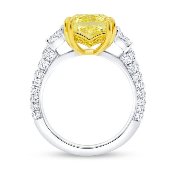 Three-Stone Radiant Yellow Diamond Engagement Ring - Image 3