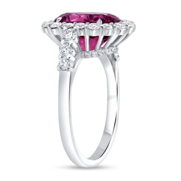 Halo Oval Shaped Pink Tourmaline Engagement Ring - Image 2