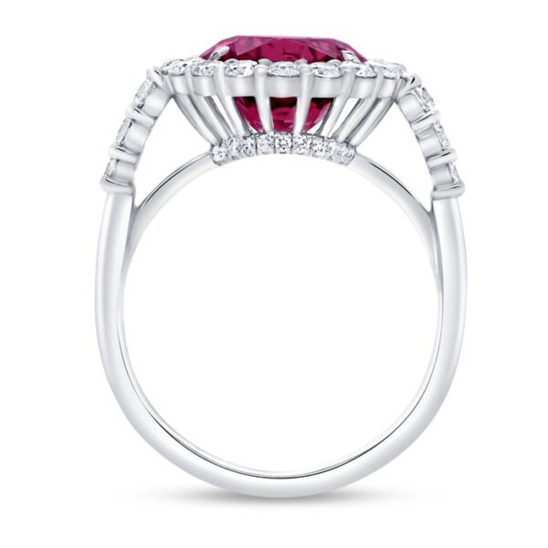 Halo Oval Shaped Pink Tourmaline Engagement Ring - Image 3