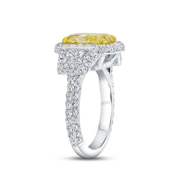 3-Sided Radiant Fancy Yellow Diamond Engagement Ring - Image 2