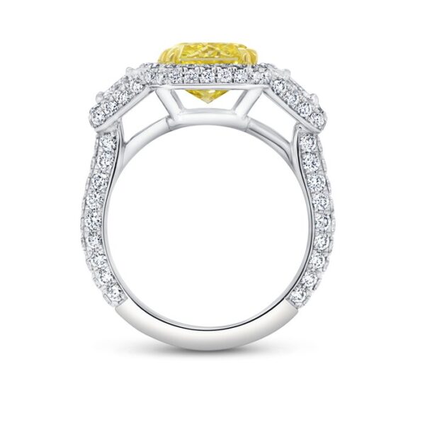 3-Sided Radiant Fancy Yellow Diamond Engagement Ring - Image 3