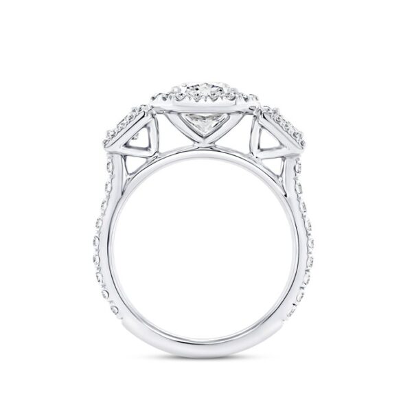 3-Stone-Halo Radiant Diamond Engagement Ring - Image 3
