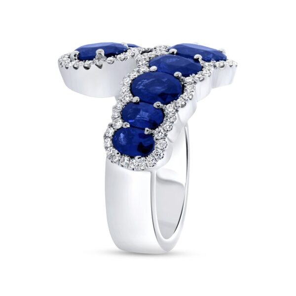 Bypass Oval Shaped Blue Sapphire Anniversary Ring - Image 2