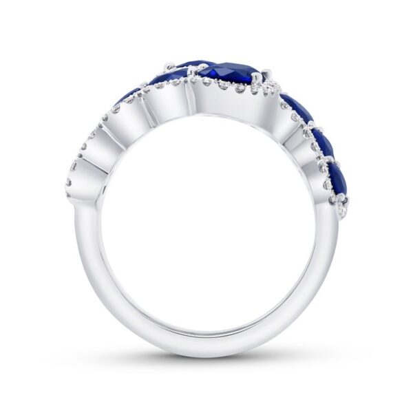 Bypass Oval Shaped Blue Sapphire Anniversary Ring - Image 3