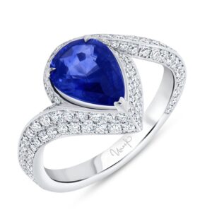 Bypass Pear Shaped Blue Sapphire Engagement Ring