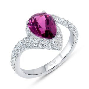 Bypass Pear Shaped Rhodolite Engagement Ring