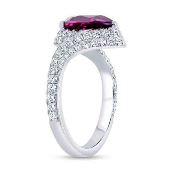 Bypass Pear Shaped Rhodolite Engagement Ring - Image 2