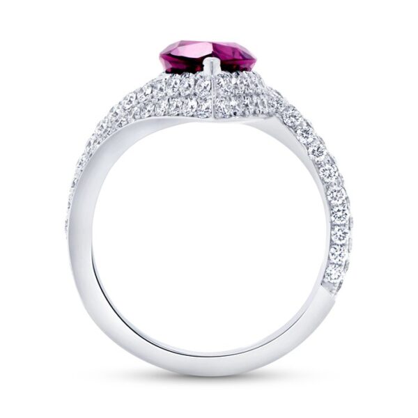 Bypass Pear Shaped Rhodolite Engagement Ring - Image 3