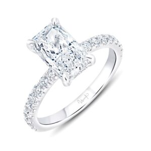 Under-Halo Emerald Cut Diamond Engagement Ring