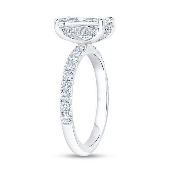 Under-Halo Emerald Cut Diamond Engagement Ring - Image 2