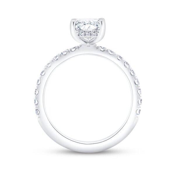 Under-Halo Emerald Cut Diamond Engagement Ring - Image 3
