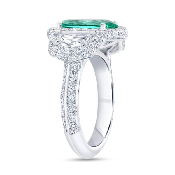 3-Stone-Halo Oval Shaped Paraiba Engagement Ring - Image 2