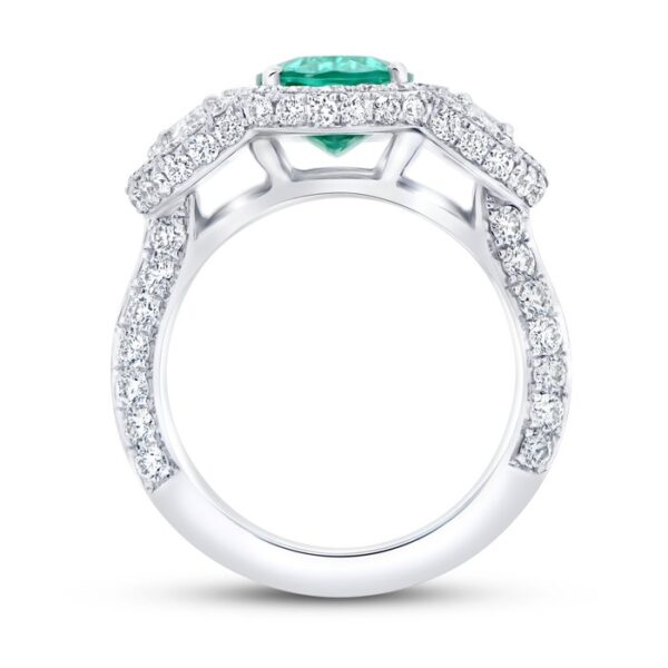 3-Stone-Halo Oval Shaped Paraiba Engagement Ring - Image 3