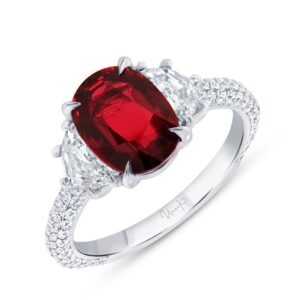 3-Sided Oval Shaped Ruby Engagement Ring