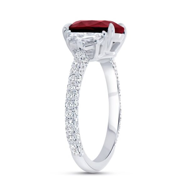 3-Sided Oval Shaped Ruby Engagement Ring - Image 2