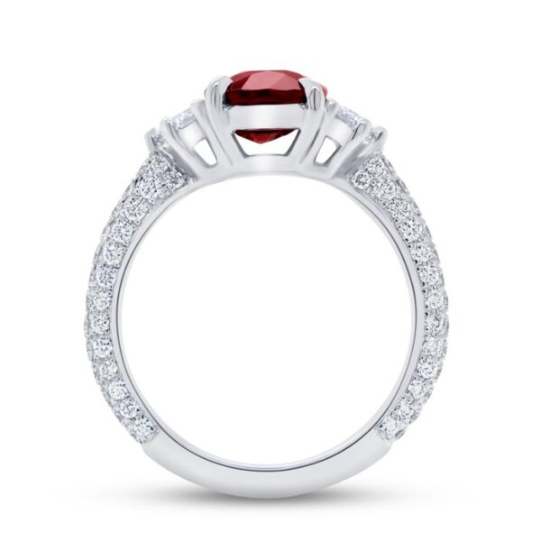 3-Sided Oval Shaped Ruby Engagement Ring - Image 3