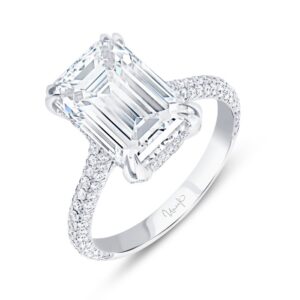 3-Sided Emerald Cut Diamond Engagement Ring