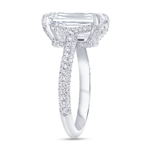 3-Sided Emerald Cut Diamond Engagement Ring - Image 2