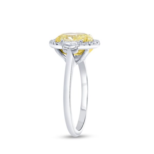 Halo Oval Shaped Fancy Light Yellow Diamond Engagement Ring - Image 2