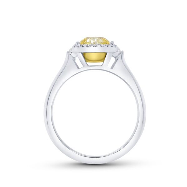 Halo Oval Shaped Fancy Light Yellow Diamond Engagement Ring - Image 3