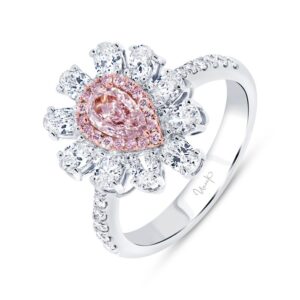 Double-Halo Pear Shaped Pink Diamond Engagement Ring