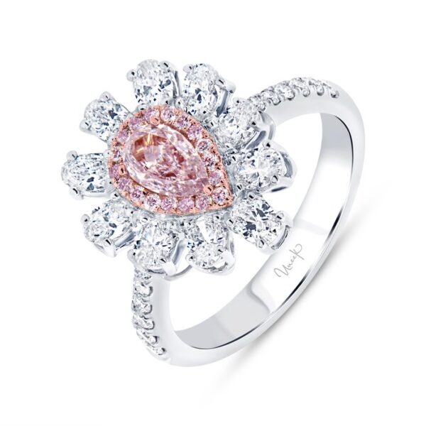 Double-Halo Pear Shaped Pink Diamond Engagement Ring