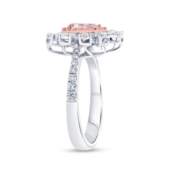 Double-Halo Pear Shaped Pink Diamond Engagement Ring - Image 2