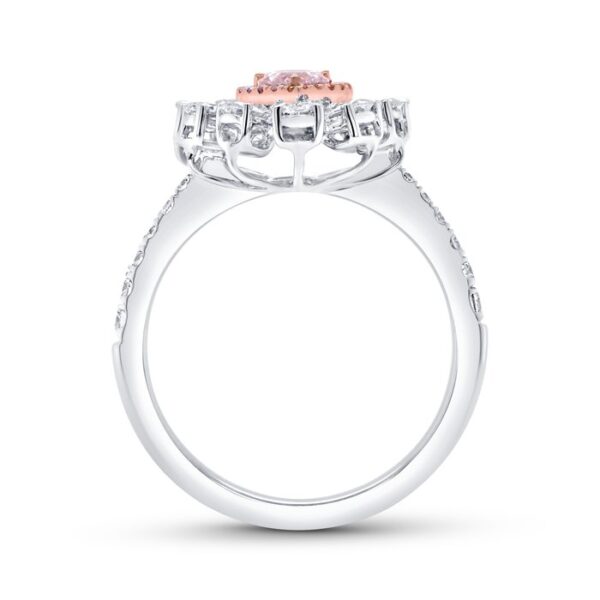 Double-Halo Pear Shaped Pink Diamond Engagement Ring - Image 3