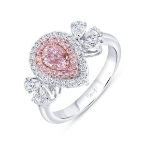 Double-Halo Pear Shaped Pink Diamond Engagement Ring