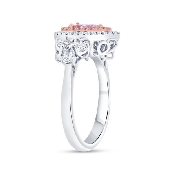 Double-Halo Pear Shaped Pink Diamond Engagement Ring - Image 2