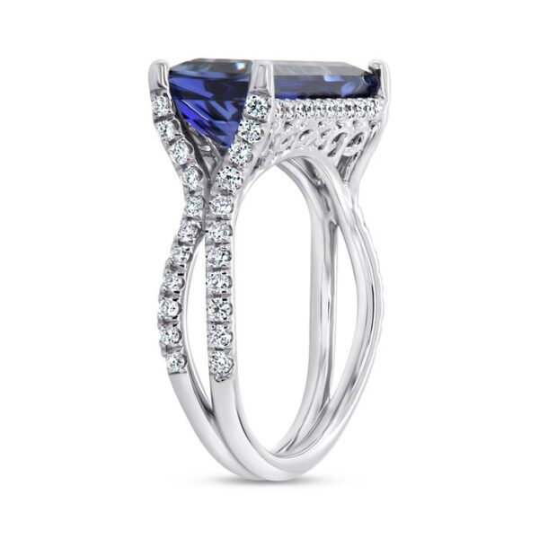 Split Emerald Cut Tanzanite Engagement Ring - Image 2