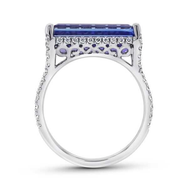 Split Emerald Cut Tanzanite Engagement Ring - Image 3